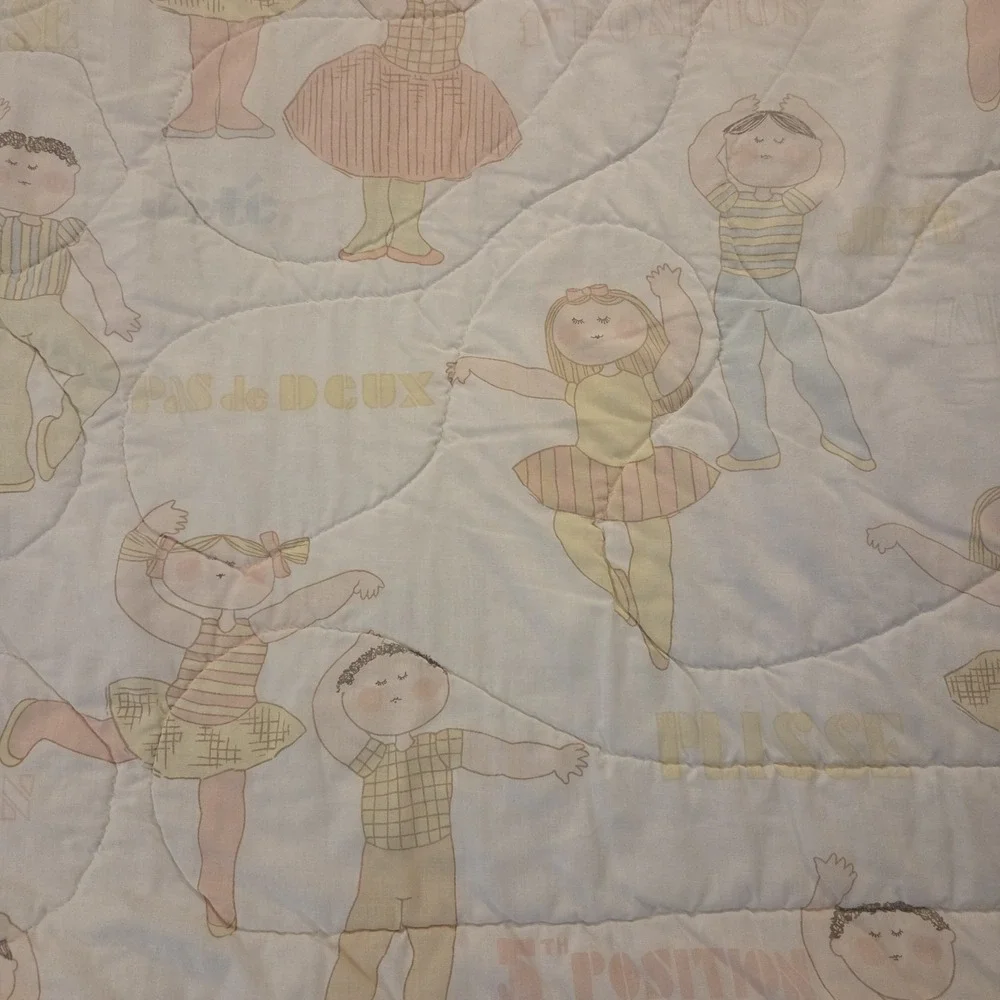 Vintage 80s 90s Springmaid Ballet Class Twin Comforter Pastel‎ Ballet Positions